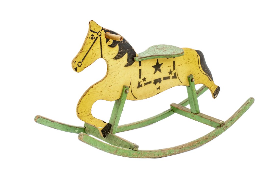 Vintage Painted Wooden Rocking Horse