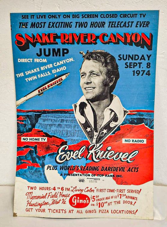 1974 Snake River Canyon Jump Poster Featuring Evel Knievel