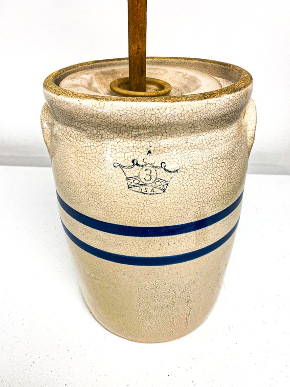 Robinson Ransbottom 3 Gal Blue Crown Churn w/Dasher