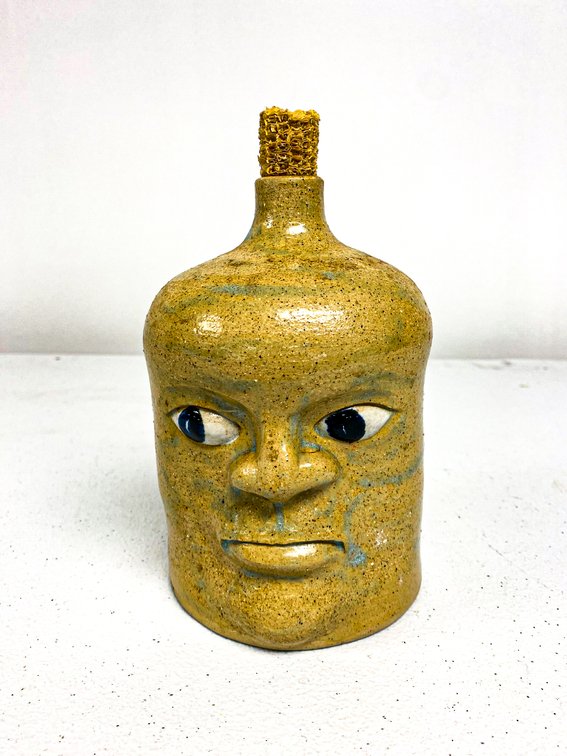 Stoneware Face Jug Signed Yardbird 1993