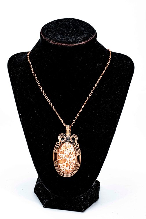Leopard Skin Jasper & Copper Wire Wrap