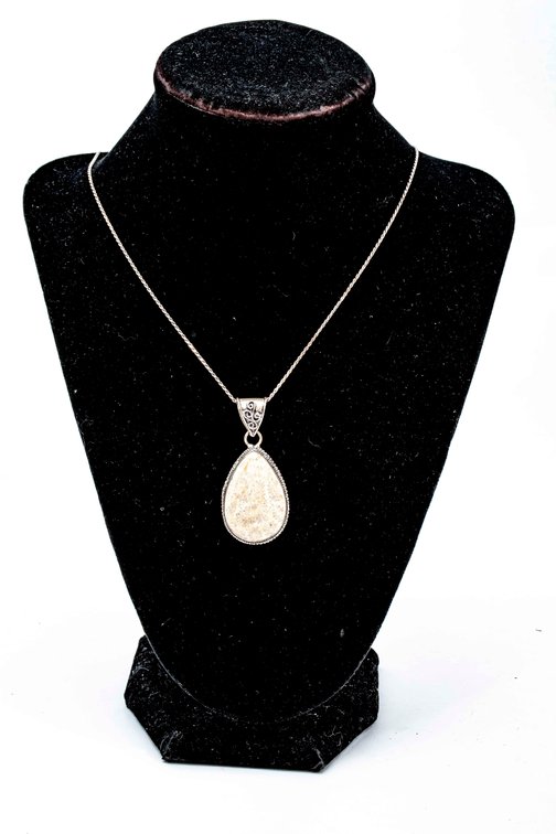 Sterling & Fossil Coral Pendant - 14.7 G