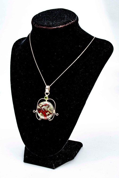 Sterling & Dragons Blood Jasper Pendant - 15.4 G