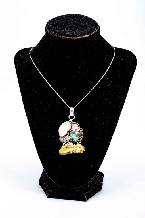 Sterling, MOPs & Labradorite Pendant - 18.8 G