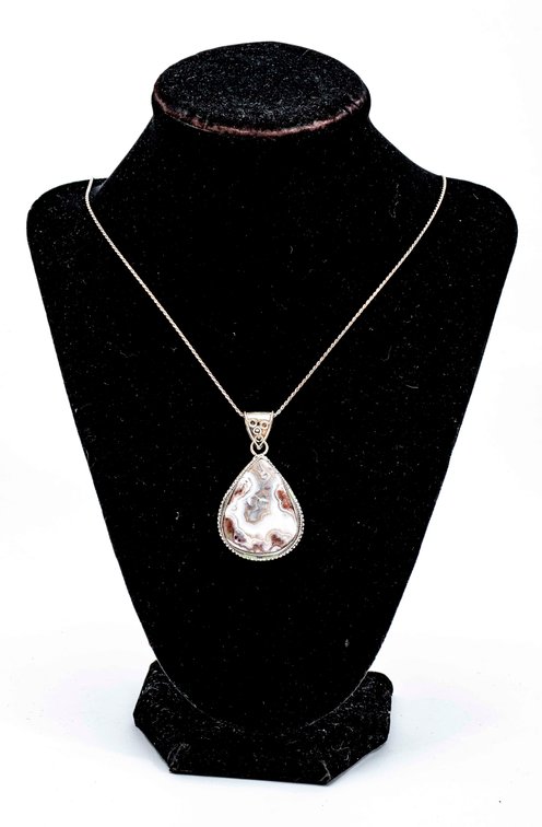 Sterling & Laguna Lace Agate Pendant - 19.2 G