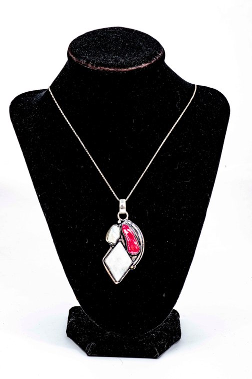 Sterling, MOP & Moonstone Pendant -16.3 G