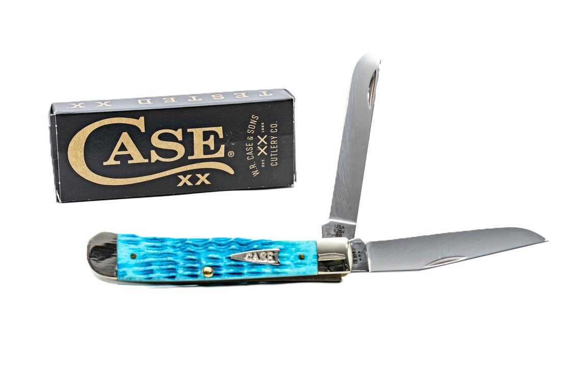 Case Knife #50640- NIB- Sky Bl. Crandall Trapper