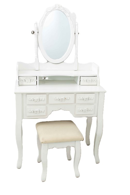 Harriet Two Piece White Makeup Vanity Set