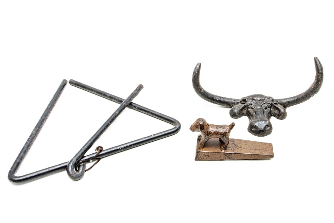 Wrought Iron Triangular Dinner Bell & More