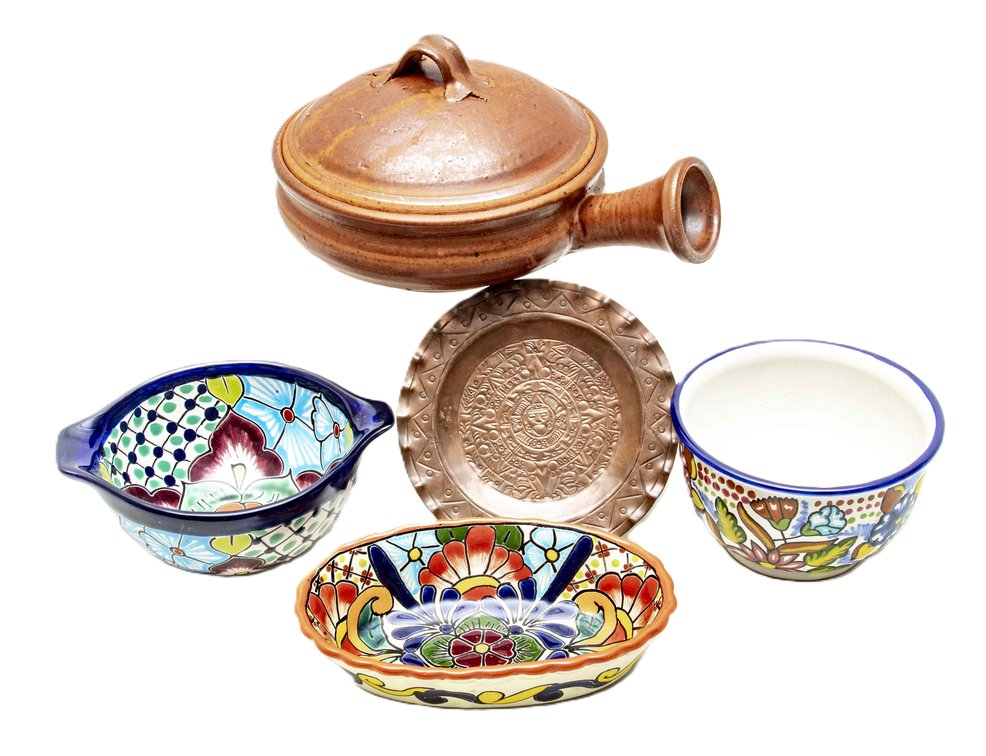 Clay Curry Pot with Lid, Three Mexican Bowl & More