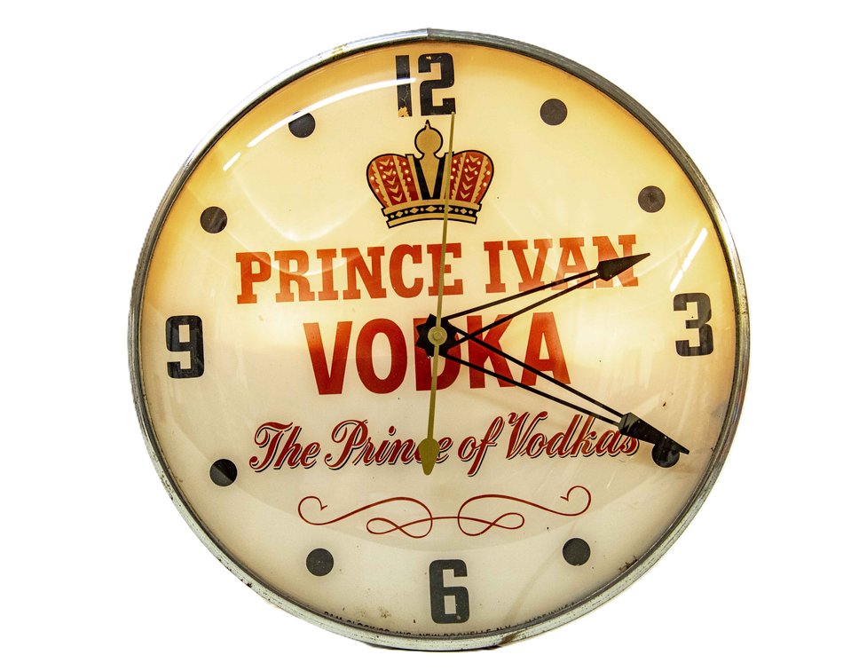 1970's Prince Ivan Vodka Advertising Clock