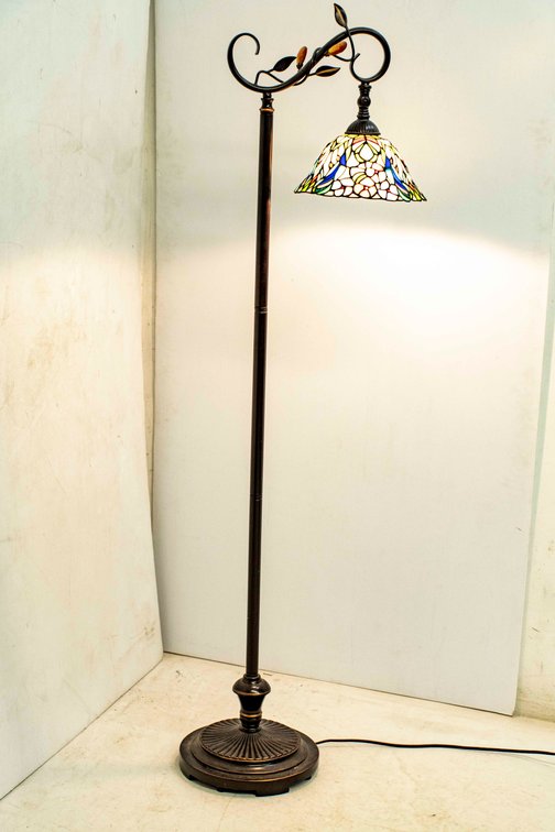 Tiffany Style Crystal Leaf Downbridge Floor Lamp