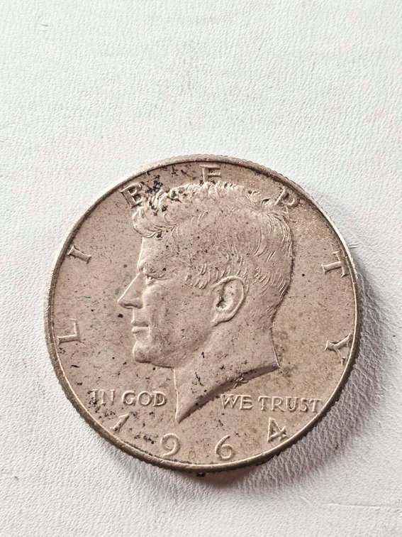 1964 Kennedy Half Dollar with Note Dated 1967 Taped to Back