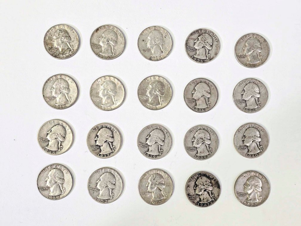 20 Washington Silver Quarters from the United States Mint