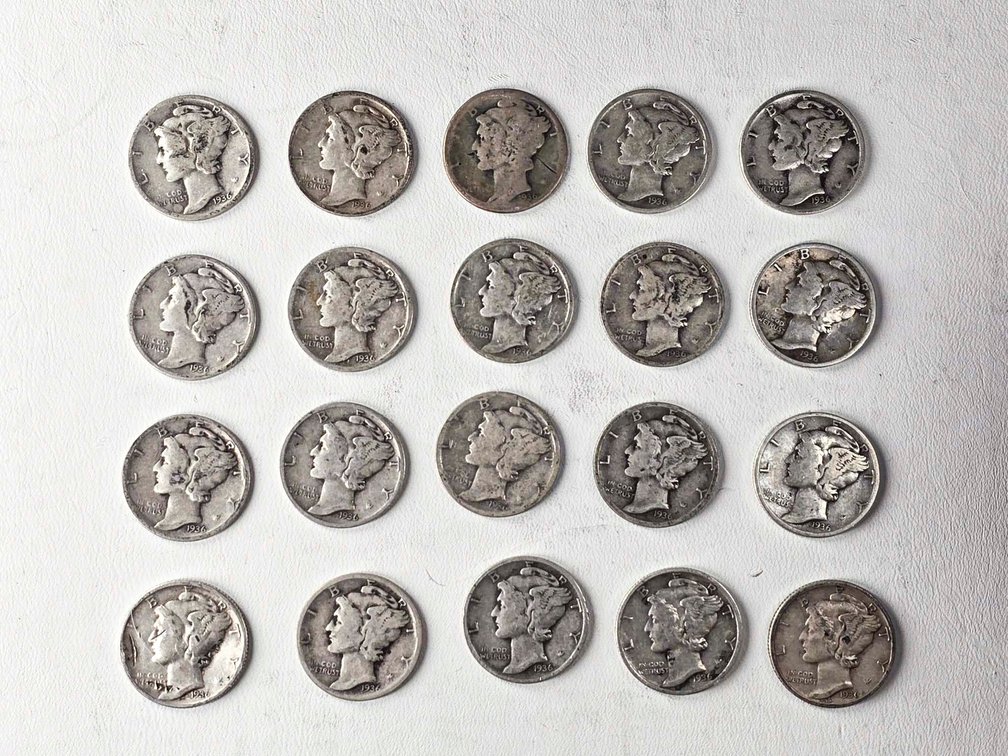 1936 Mercury Dimes – 20 Coins