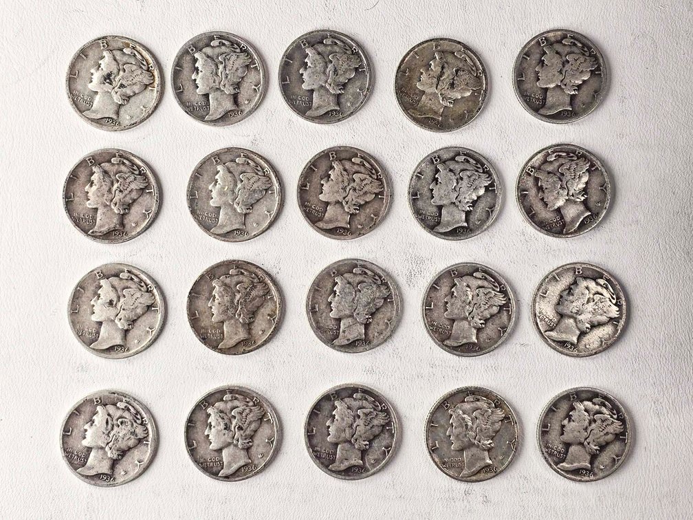 1936 Mercury Dimes – 20 Coins