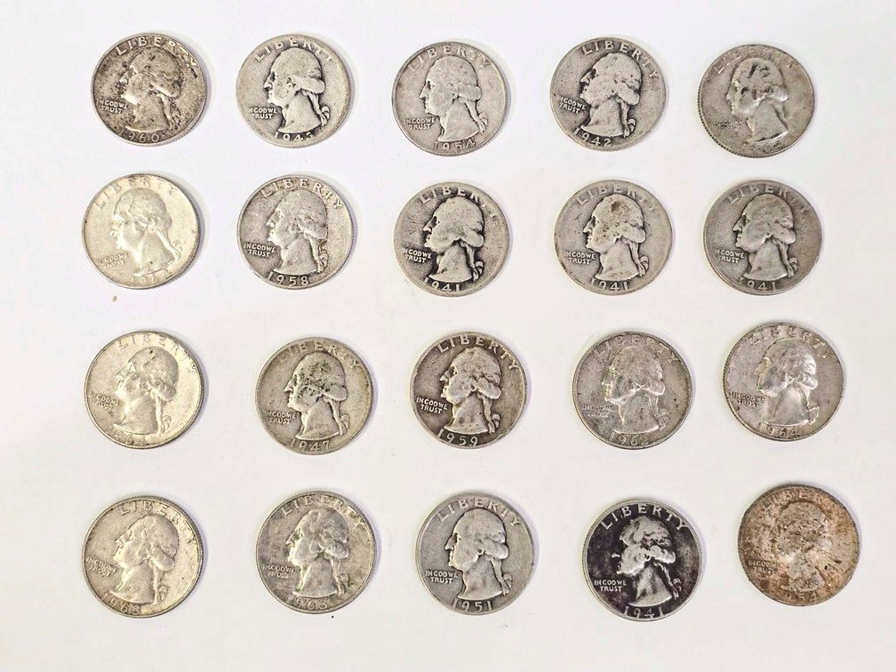 20 Washington Silver Quarters (1932-1964)
