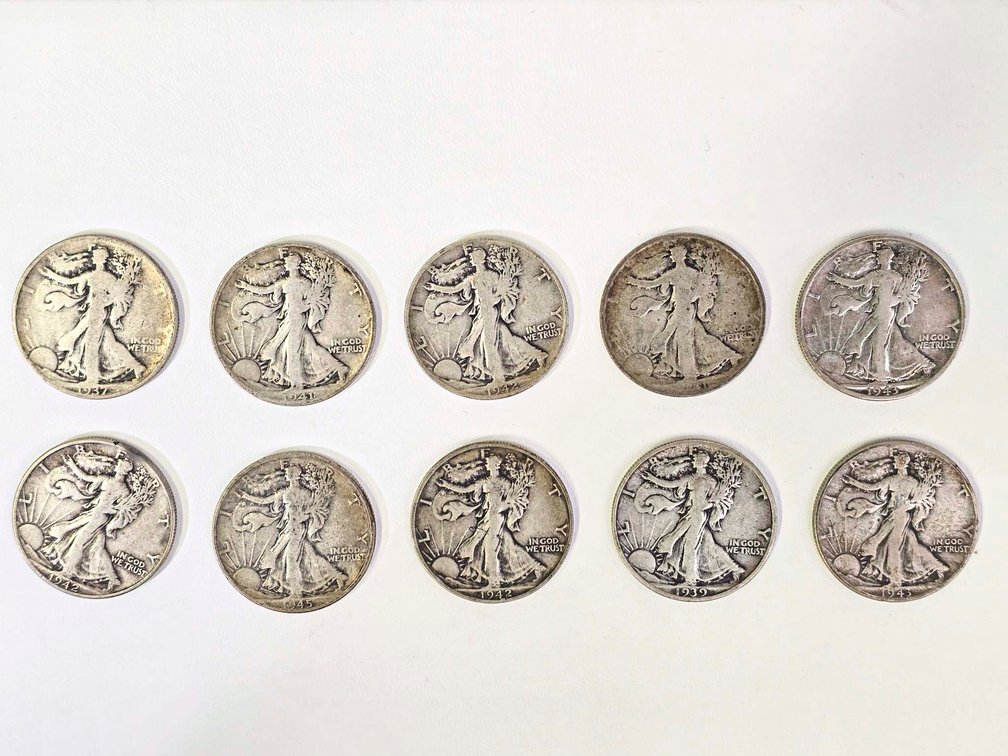 10 Walking Liberty Half Dollars, United States Mint