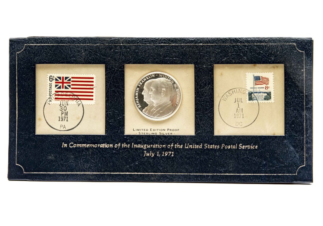 1971 Post Office- Ster. Coin & 1st Day Iss. Stamp