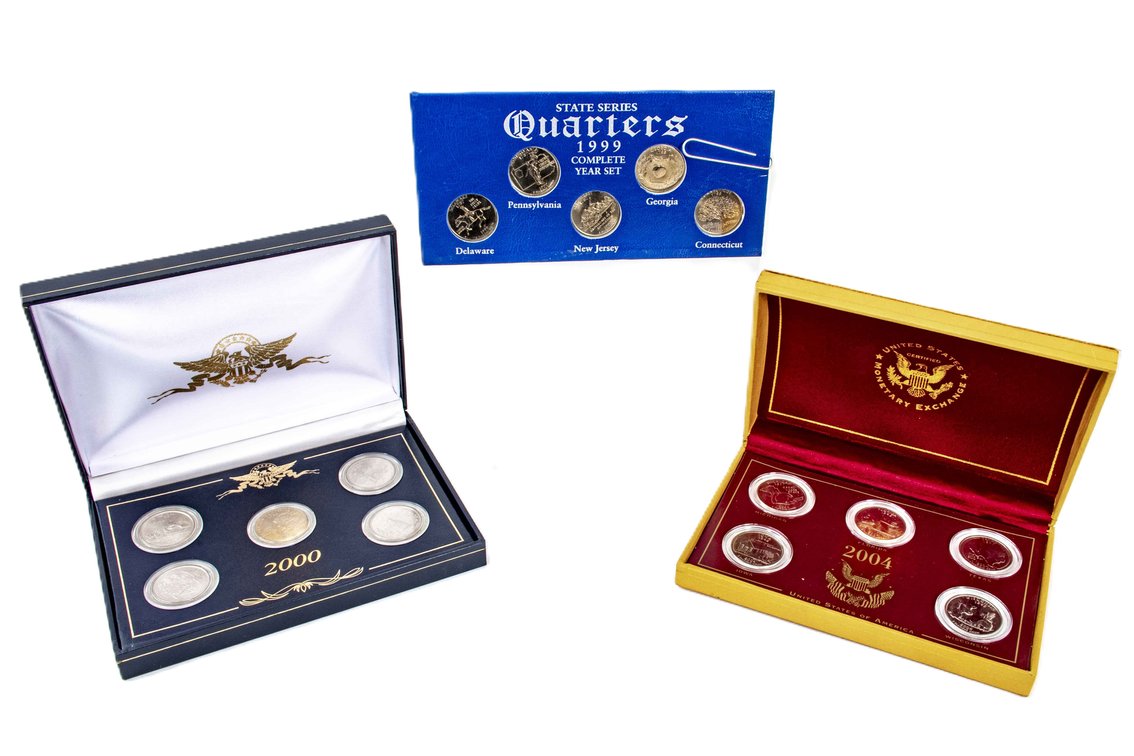 Three US State Quarters Sets- 1999, 2000, 2004