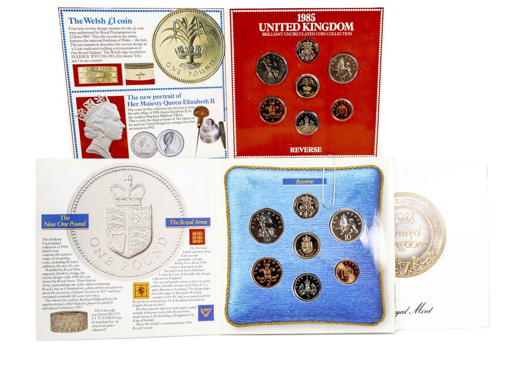 1985 & 88-United Kingdom UNC Coin Sets- Royal Mint