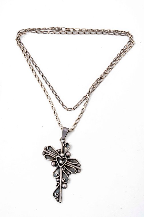 Sterling Chain w/ Cross Pendant- 39.3 Grams