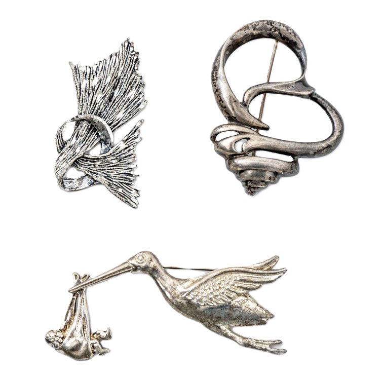 Three Sterling Brooches- 42.5 G