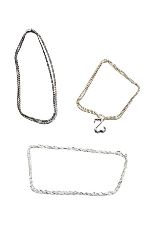 3 Sterling Chains + Pendant- 23.2 G