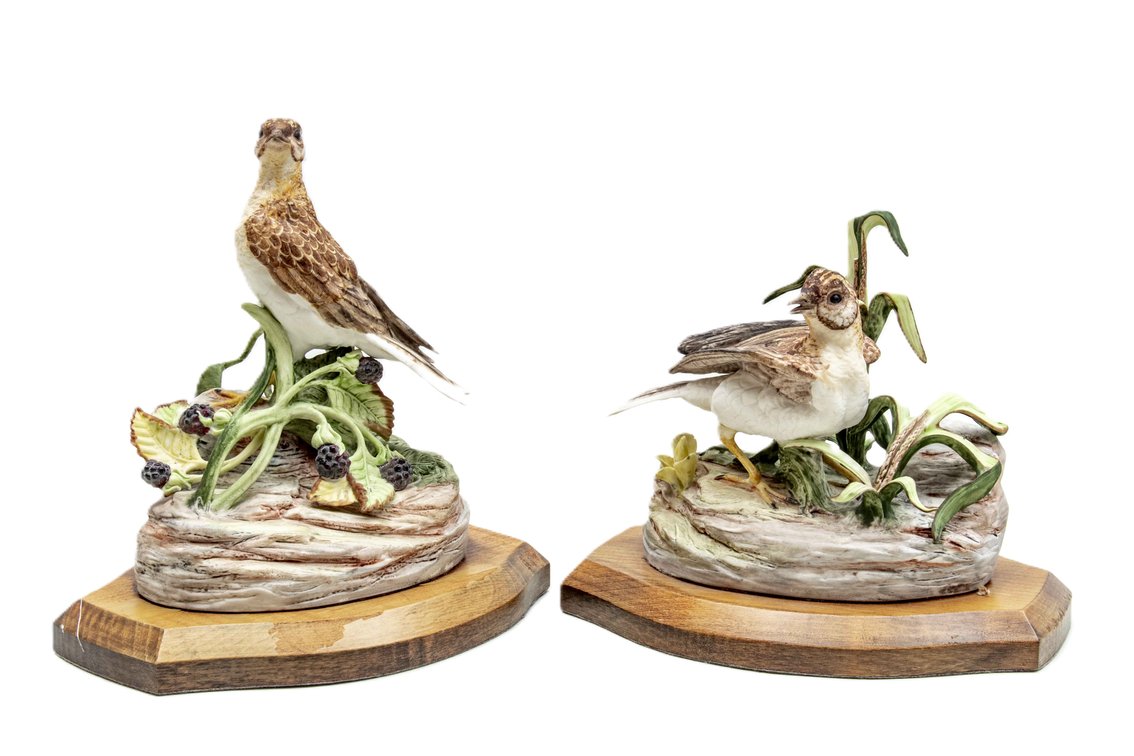 Pair Of Cybis Skylark Porcelain Sculptures