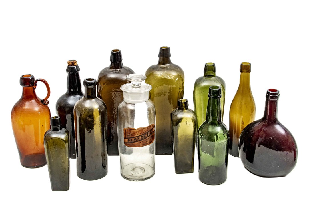 Green Glass Blob Top Bottles & More