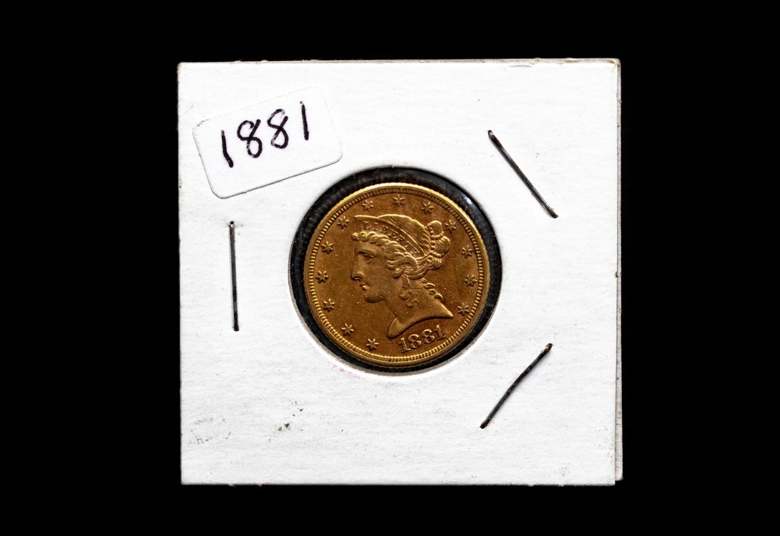 US $5 1881 Gold Liberty Coin