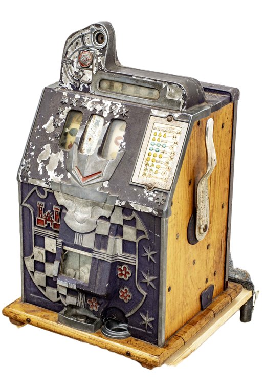 1915 Mills Castle Front 5 Cent Slot Machine w/Key