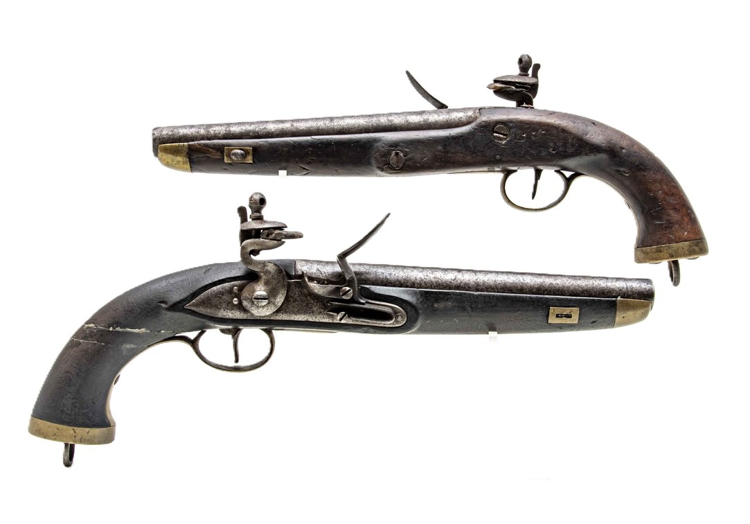 Pair of Dueling Pistols- Flintlock 1800's Belgian