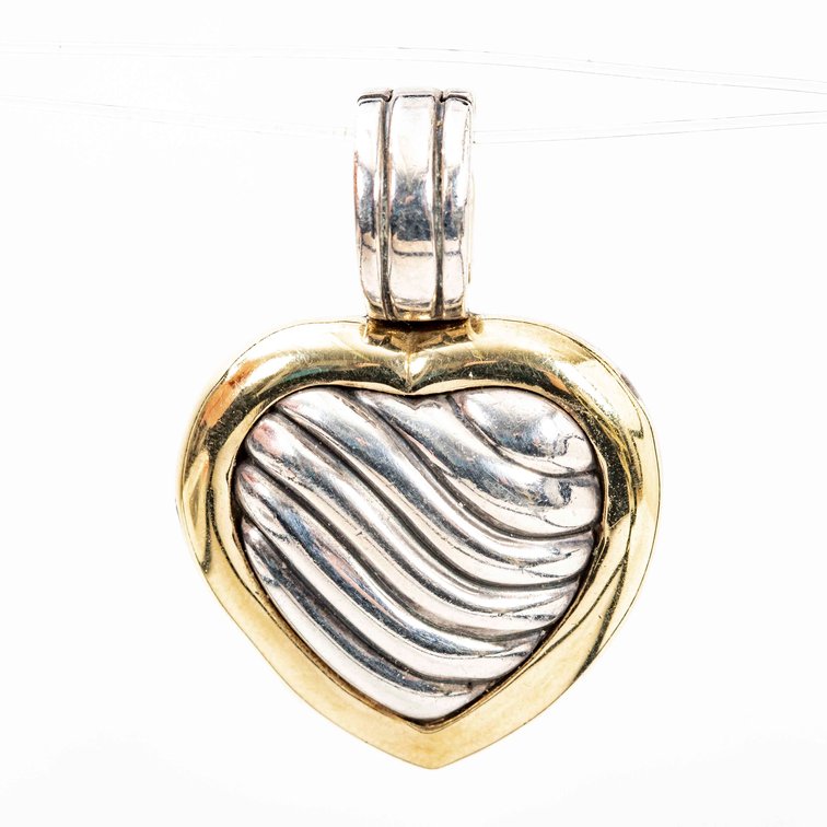 David Yurman Ster./18K Heart Locket Pendant- 15.4G