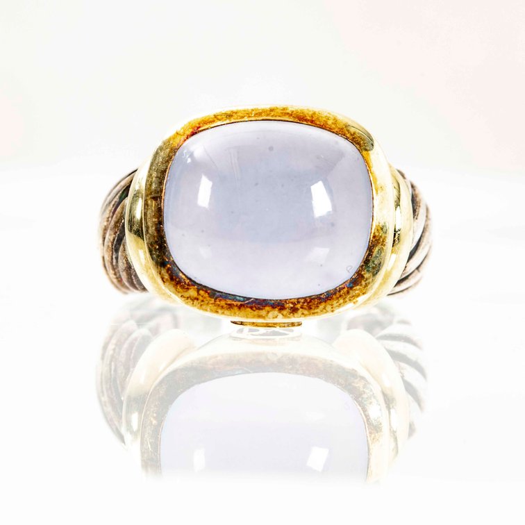 D. Yurman Ster./14K Blue Chalcedony Ring- 9 G