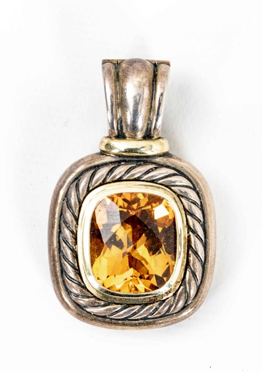 David Yurman Sterling/14K Citrine Pendant- 24.4 G
