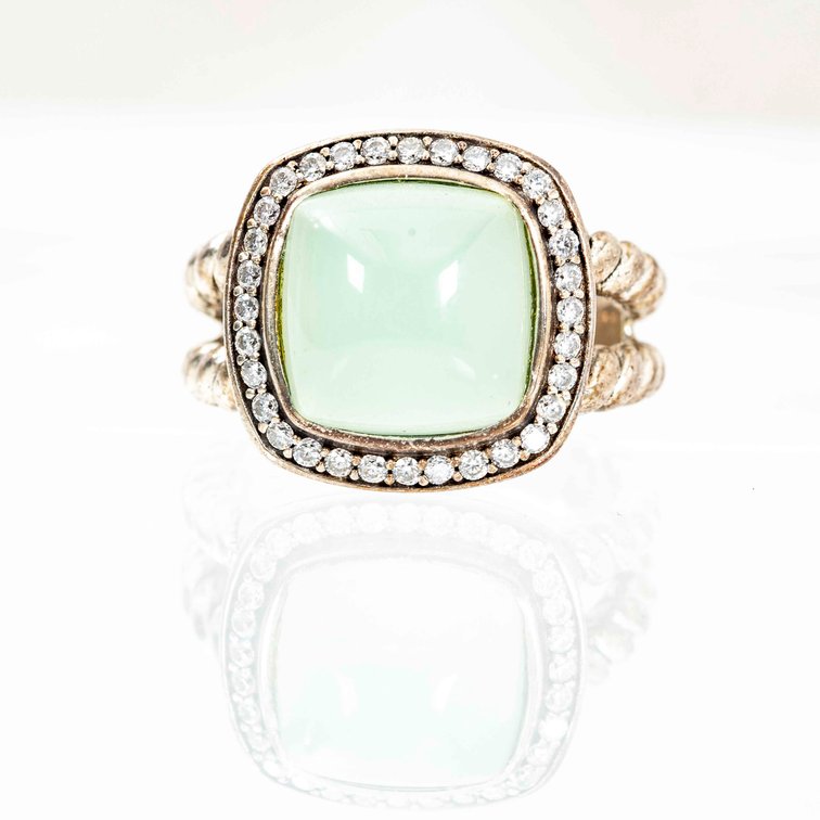 D. Yurman Sterling Chrysoprase / Dia. Ring- 7.1 G