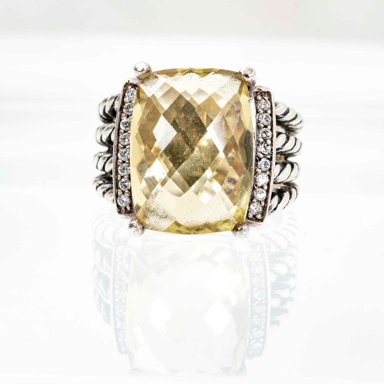 D. Yurman Sterling Lemon Citrine /Dia. Ring- 9.5 G