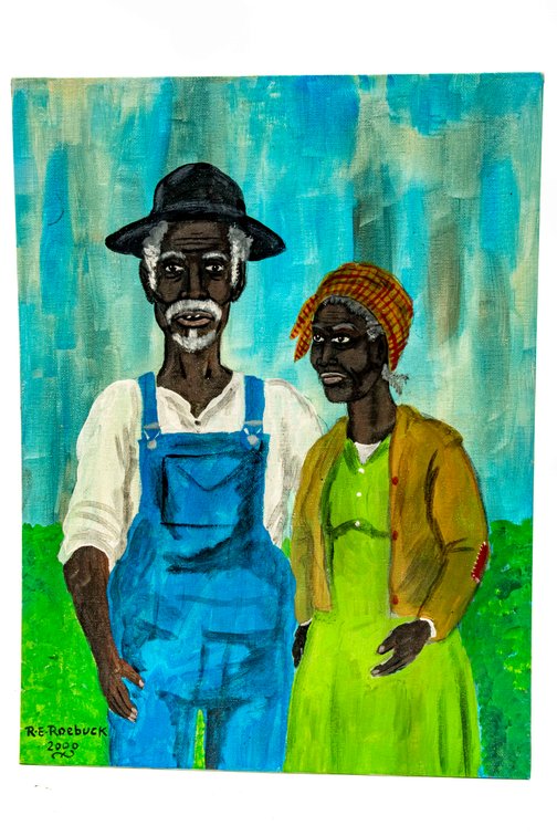 Richard E. Roebuck Painting of Elderly Couple