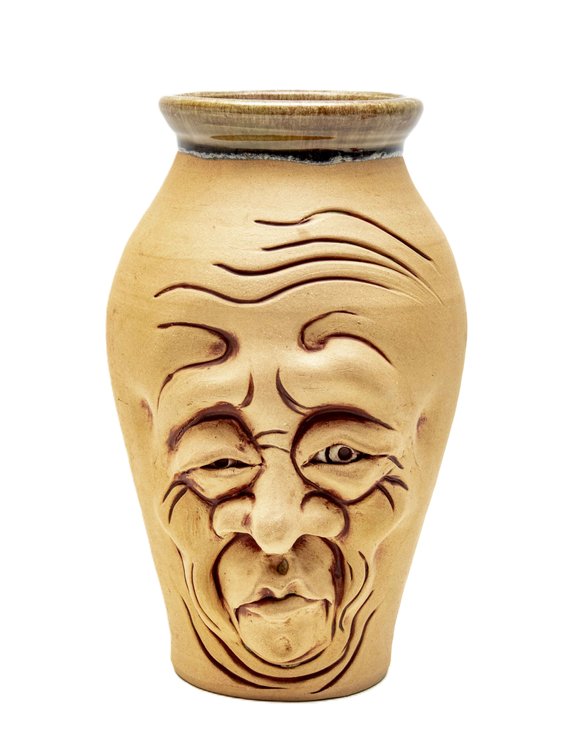 Pottery Face Vase by Crystal Ward