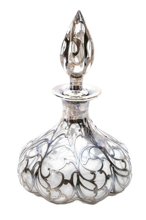 Glass Dresser Bottle With Sterling Cage- Alvin