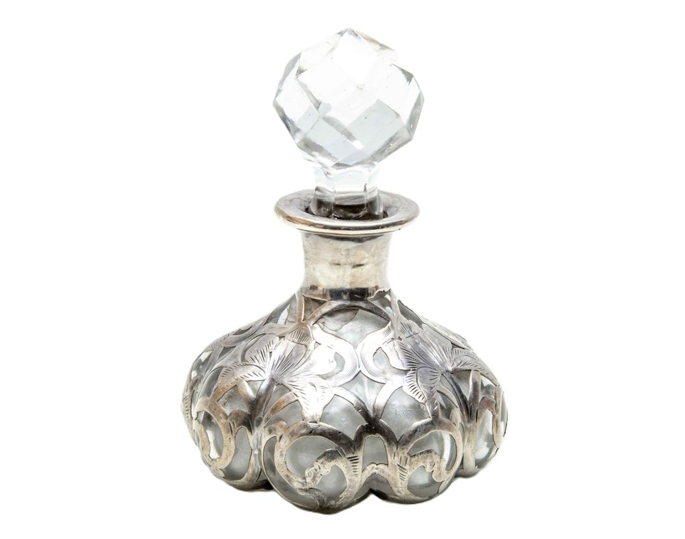 #2- Glass Dresser Bottle With Sterling Cage- Alvin