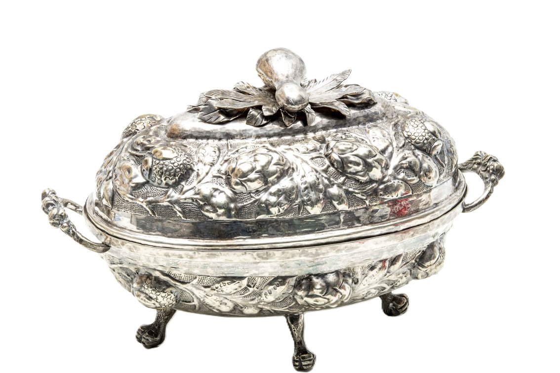 Hand Hammered Silver Plated Covered Server