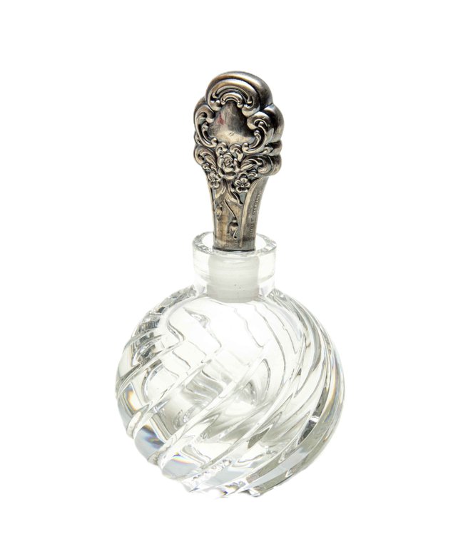 #3 Glass Dresser Bottle W/ Sterling Stopper- Towle
