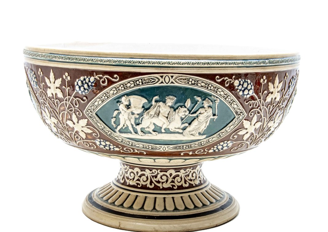 Victorian English Majolica Punch Bowl