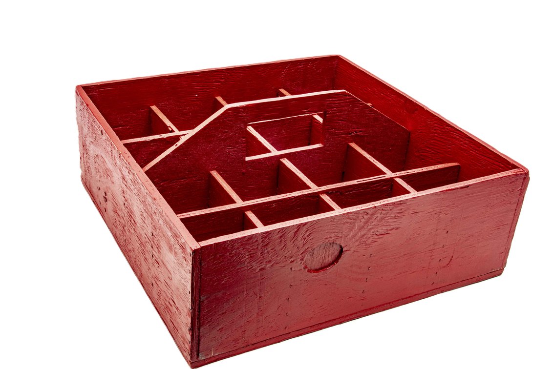 Hand Crafted 16 Compartment Wood Box w/Handle