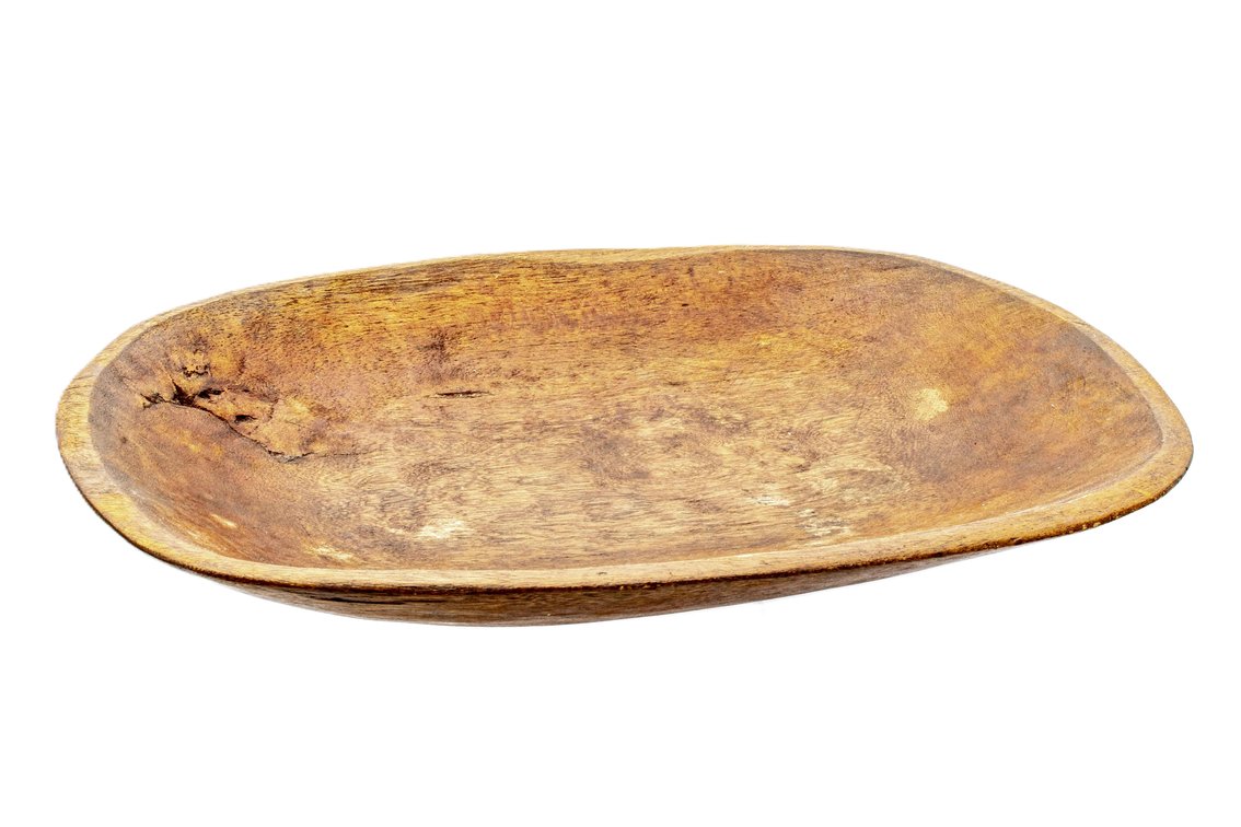 Vintage Hand Carved Primitive Oblong Dough Bowl
