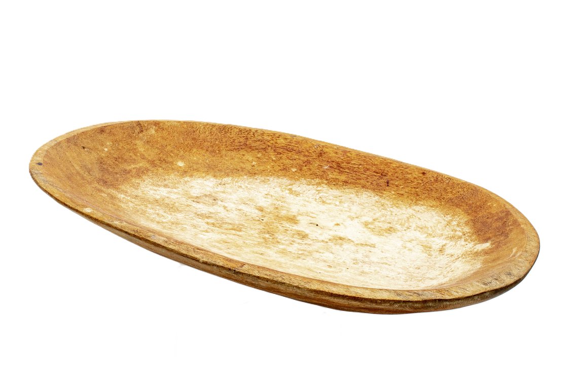 Vintage Primitive Hand Carved Oblong Dough Bowl