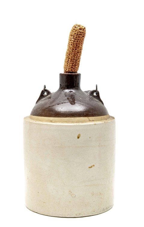 Antique Stoneware Jug with Corncob Stopper