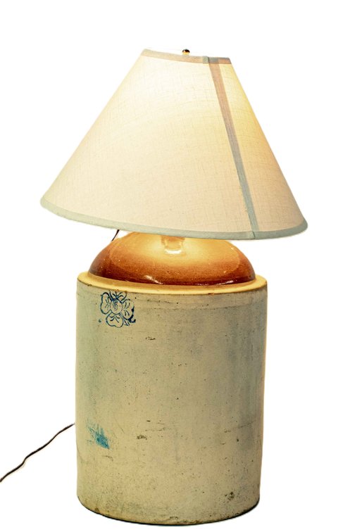 Antique Five Gallon Stoneware Jug Lamp with Shade